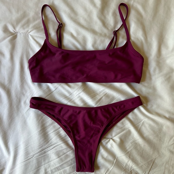 Wine red burgundy two piece bikini bathing suit - Picture 1 of 7